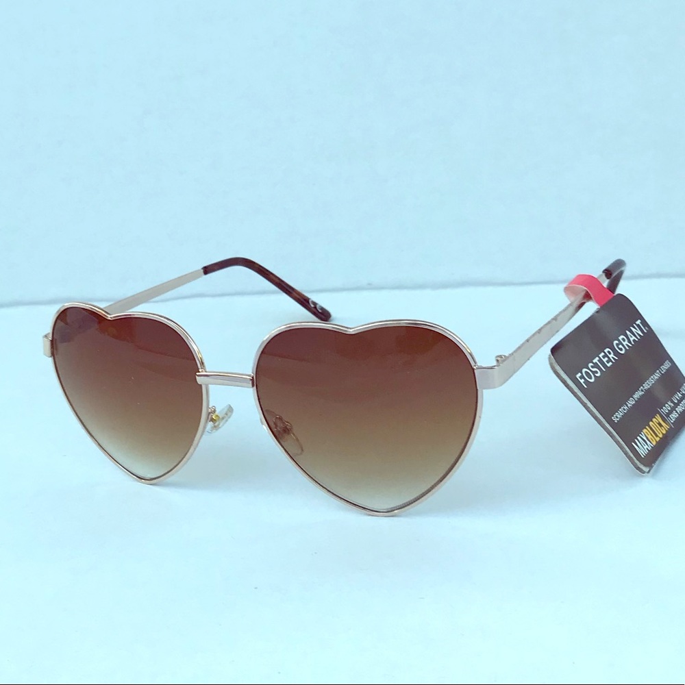 Foster Grant Sunglasses Heart Shaped metal gold